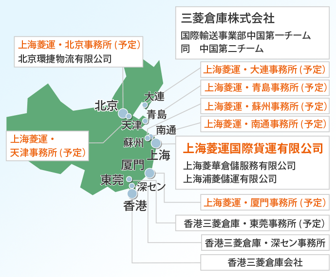 当社グループ中国物流ネットワーク